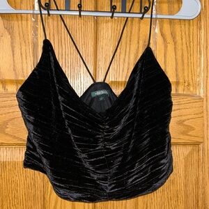 Black crushed velvet tank top size L. Worn once. No stains or tears.